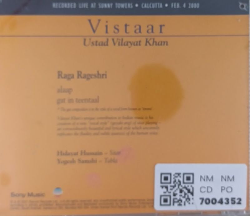 Ustad Vilayat Khan - Vistaar (CD)