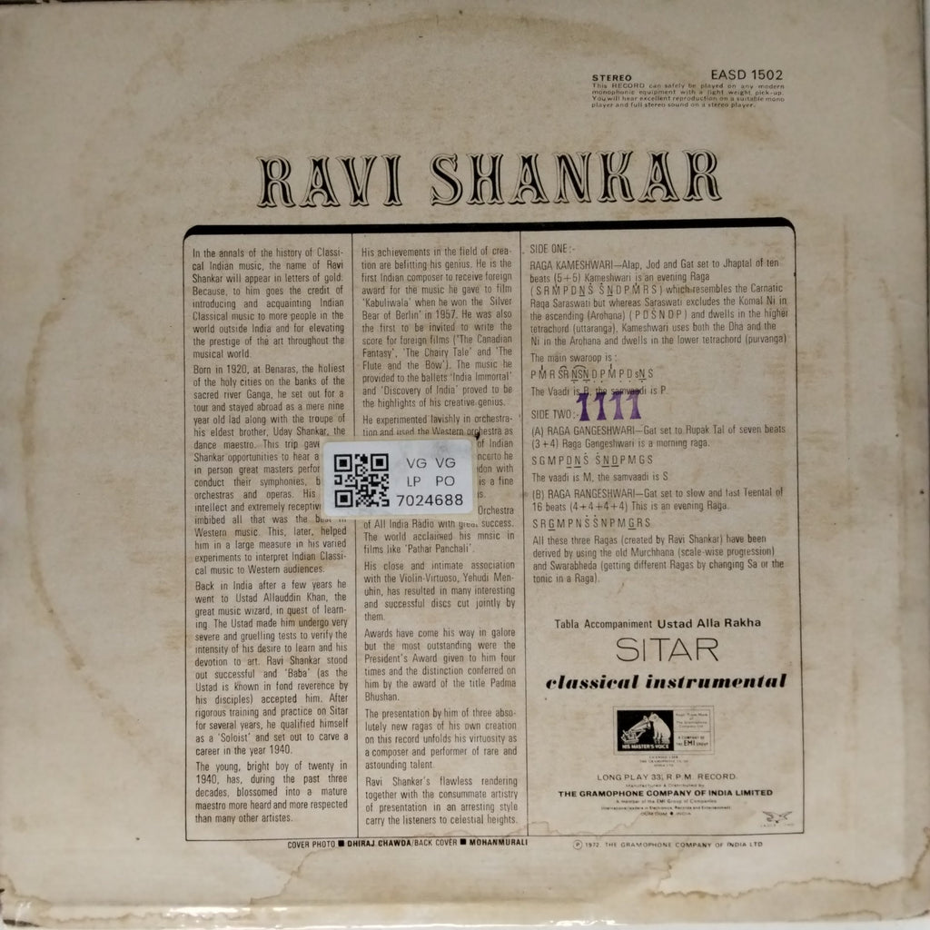 Ravi Shankar - Ragas (Vinyl)