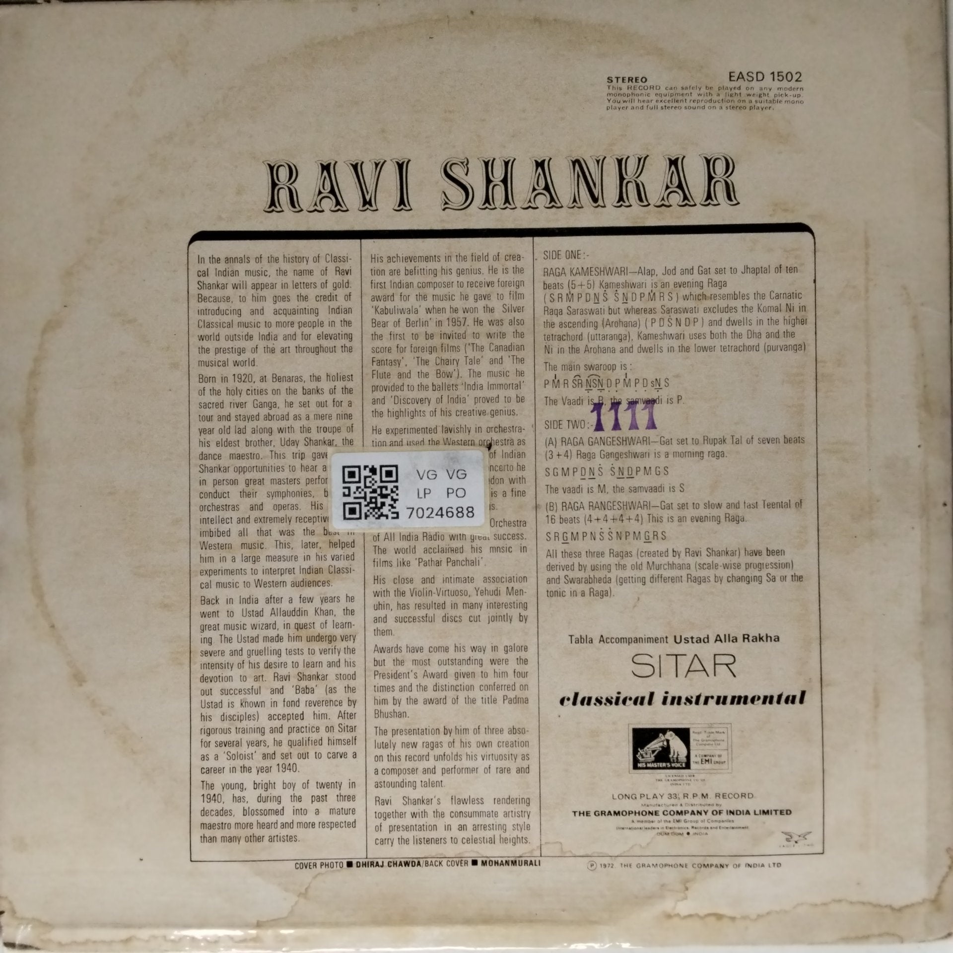 Ravi Shankar - Ragas (Vinyl)