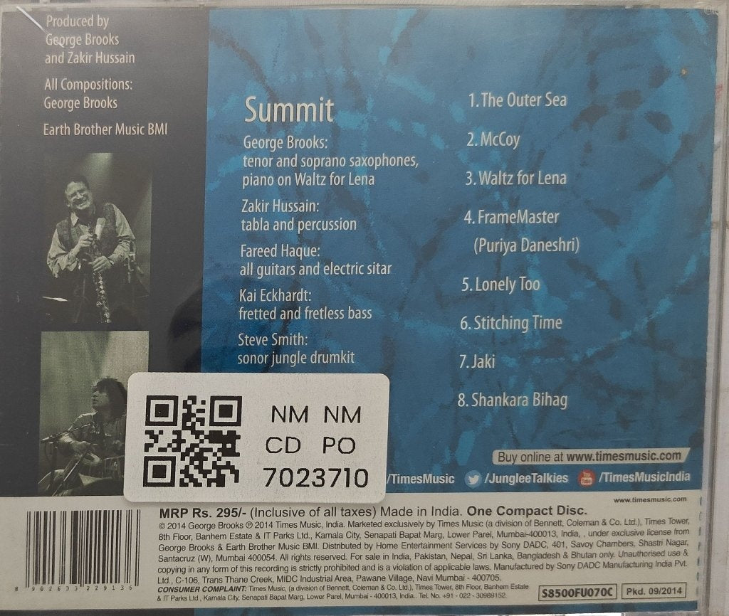 George Brooks, Zakir Hussain, Steve Smith, Fareed Haque, Kai Eckhardt - Summit (CD)