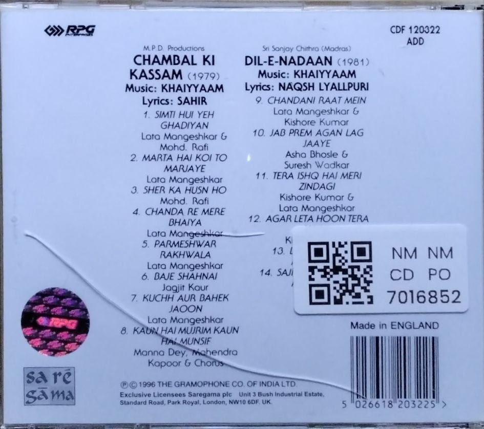 Khaiyyaam - Chambal Ki Kassam, Dil-E-Nadaan (CD)