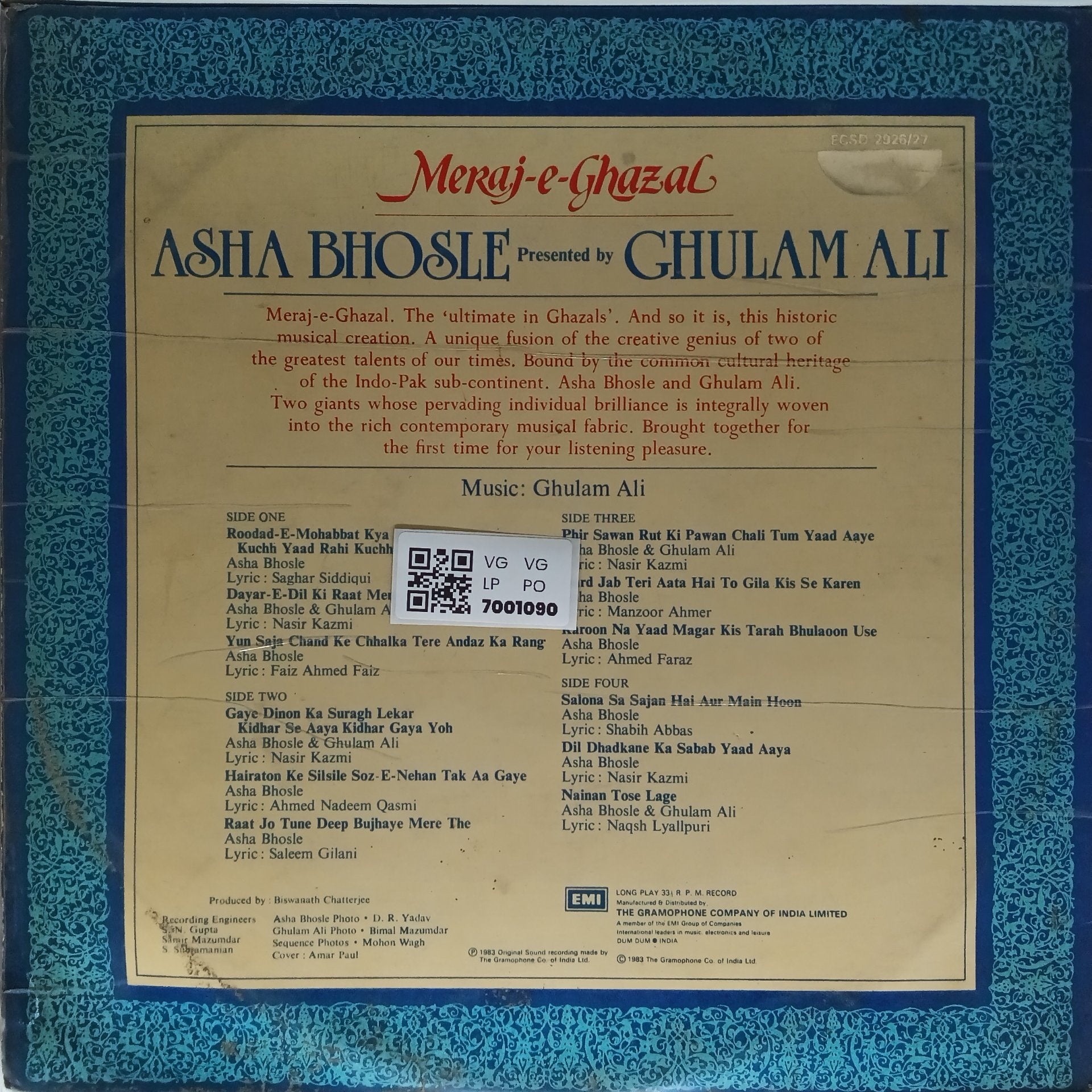 Asha Bhosle, Ghulam Ali - Meraj-e-Ghazal (Vinyl)