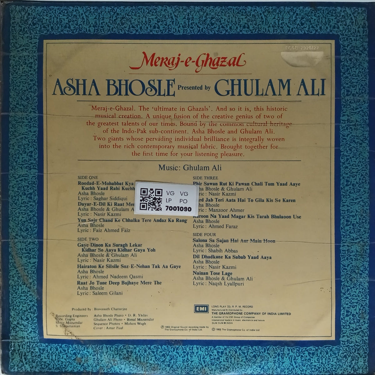 Asha Bhosle, Ghulam Ali - Meraj-e-Ghazal (Vinyl)