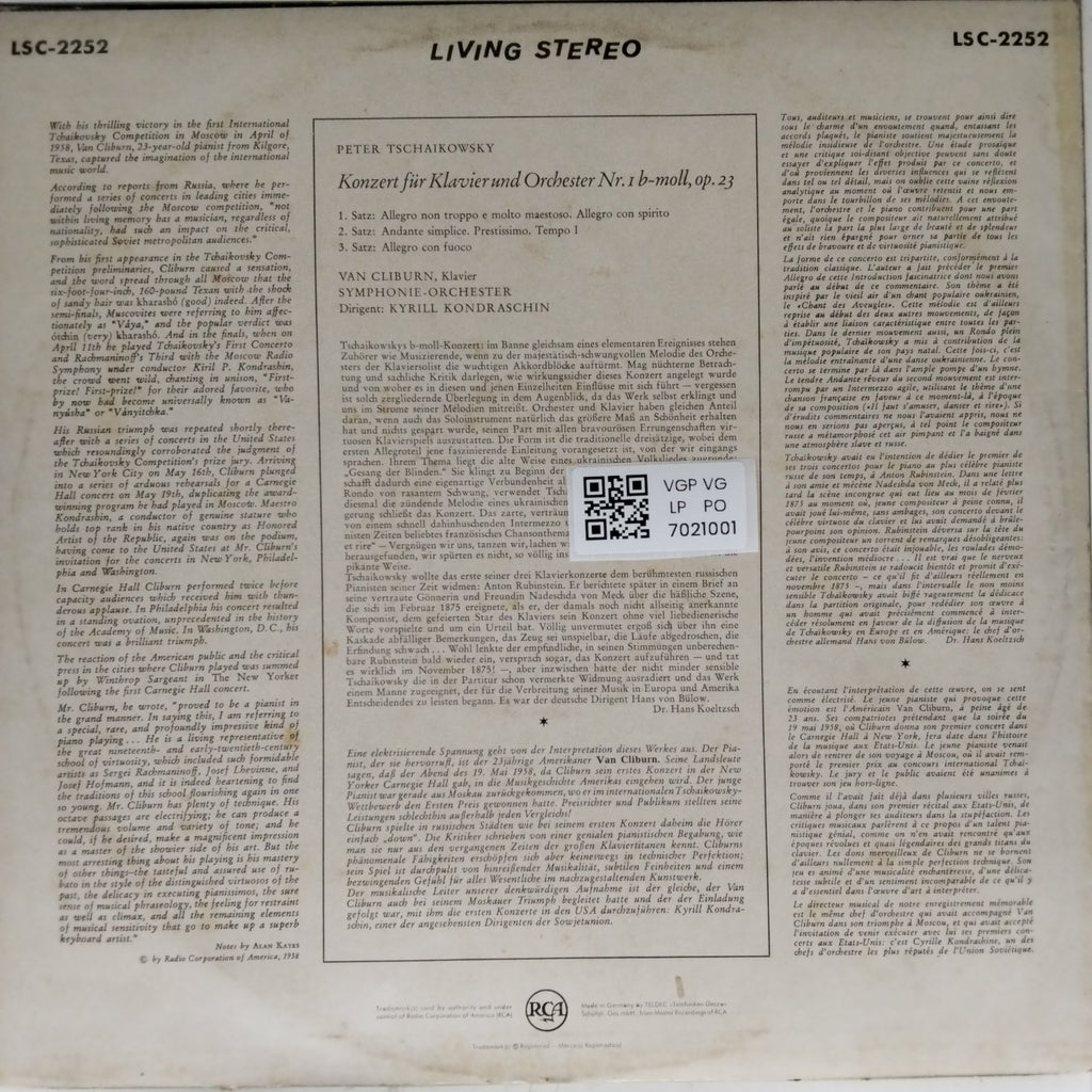 Van Cliburn, Kyrill Kondrashin - Konzert für Klavier und Orchester Nr. 1 b-moll, op. 23 (Vinyl)
