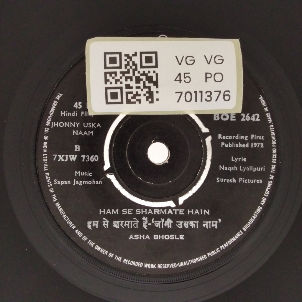 Sapan Jagmohan - Jhonny Uska Naam (45-RPM)