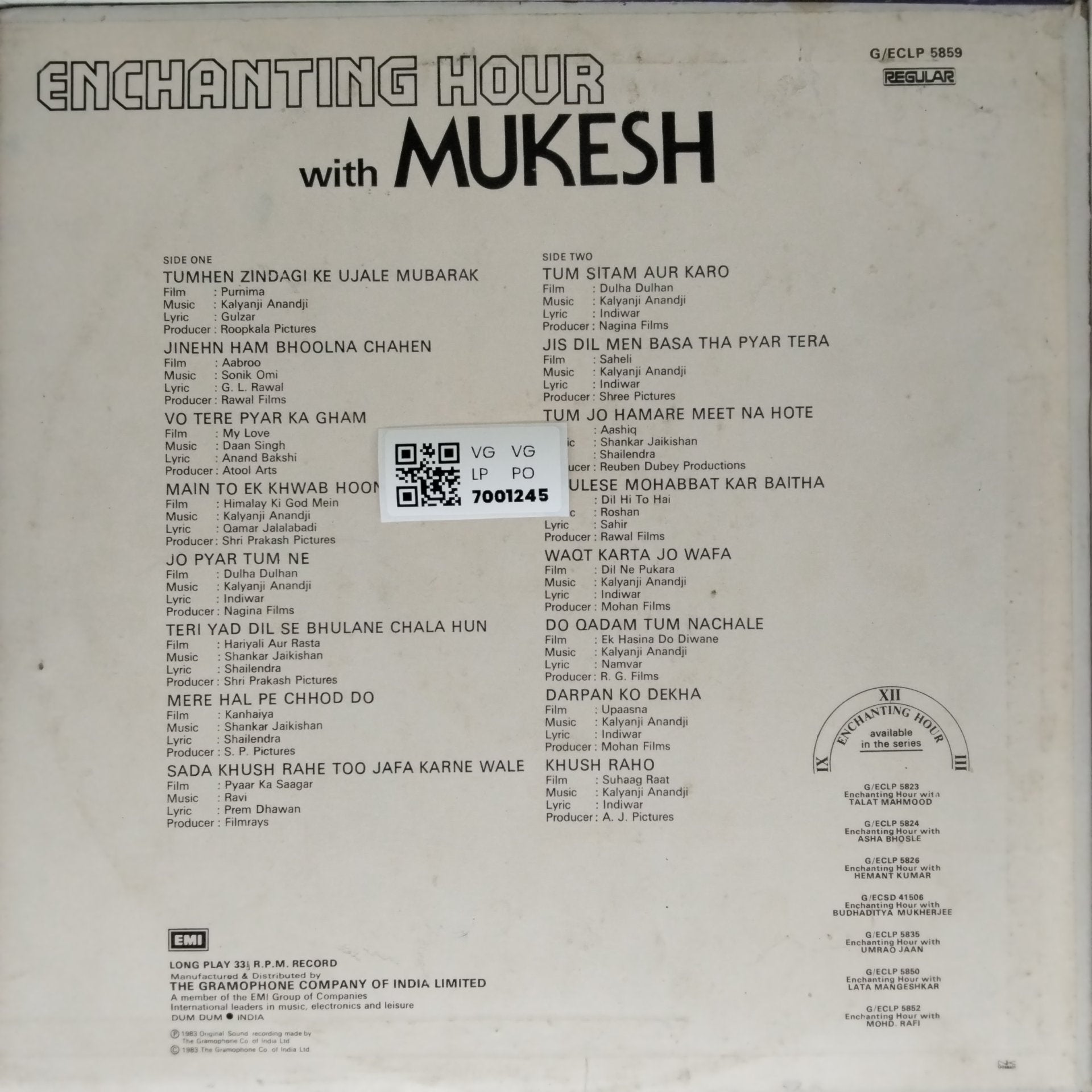 Mukesh - Enchanting Hour with Mukesh (Vinyl)