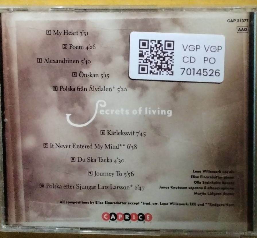 Lena Willemark, Elise Einarsdotter Ensemble - Secrets of Living (CD)