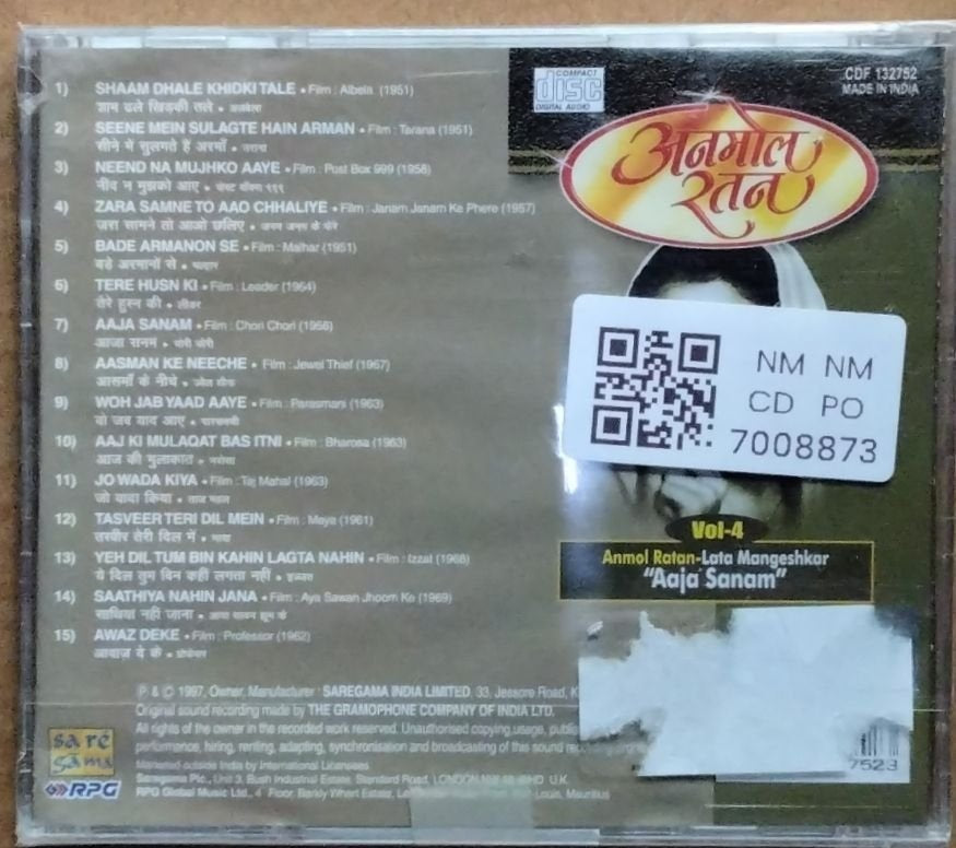 Lata Mangeshkar - Anmol Ratan - Vol-4 "Aaja Sanam" (CD)