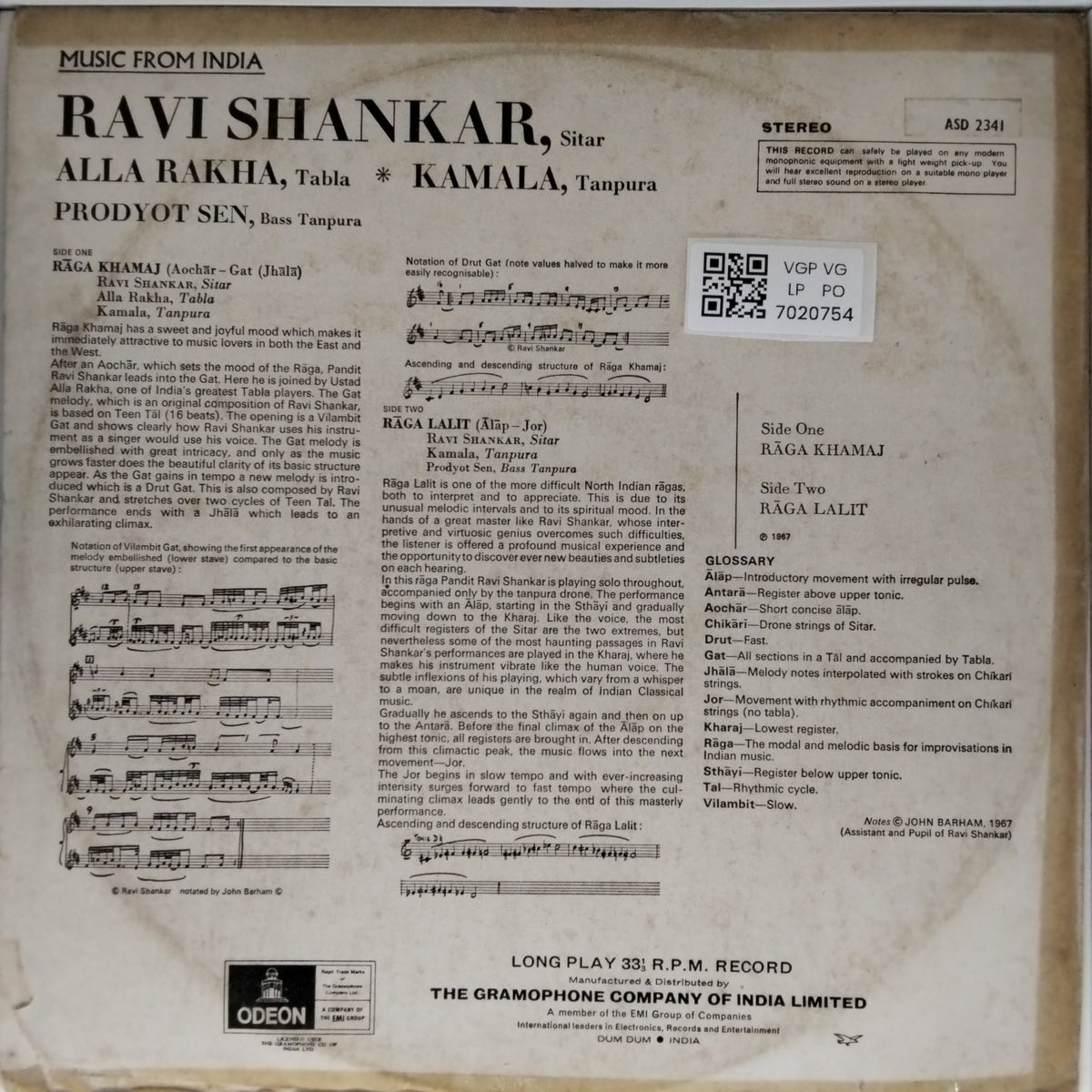 Ravi Shankar - Rāga Khamāj · Rāga Lalit (Vinyl)