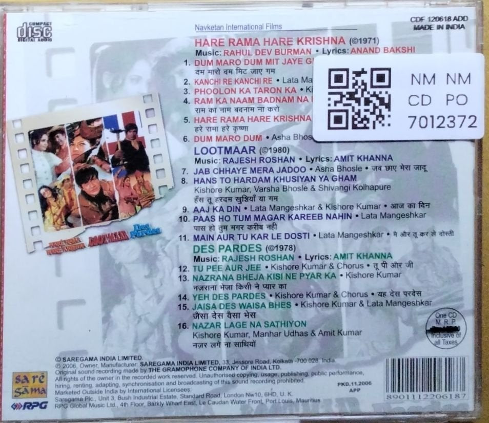 Rahul Dev Burman, Rajesh Roshan - Hare Rama Hare Krishna / Lootmaar / Des Pardes (CD)