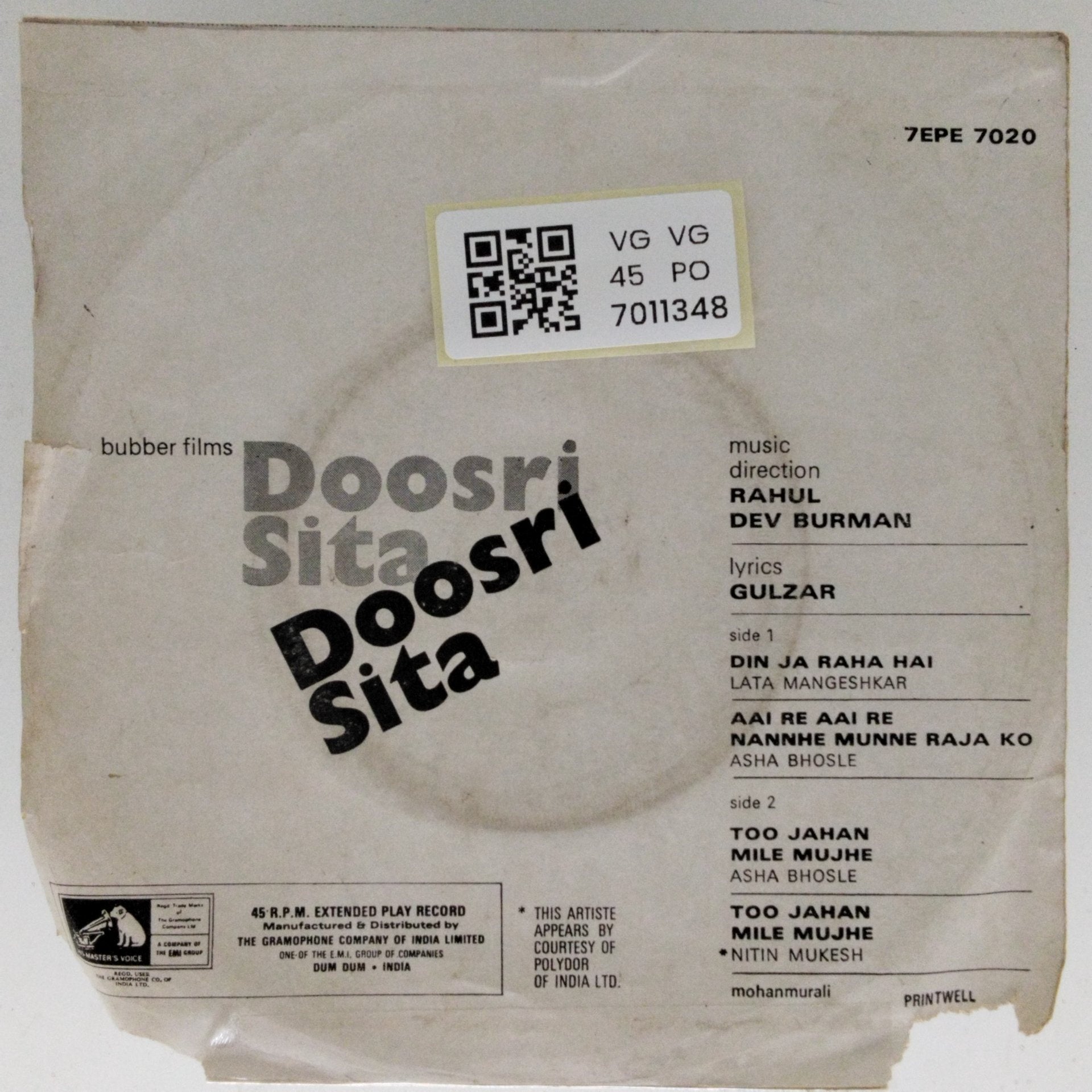 Rahul Dev Burman - Doosri Sita (45-RPM)