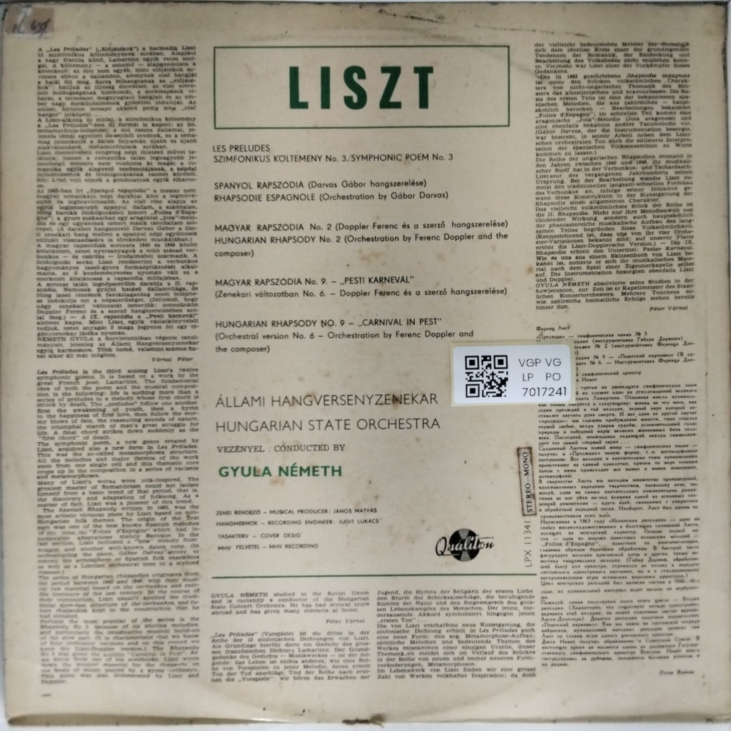 Hungarian State Orchestra, Gyula Németh - Les Préludes / Rhapsodie Espagnole / Hungarian Rhapsodies Nos 2 and 9 (Vinyl)