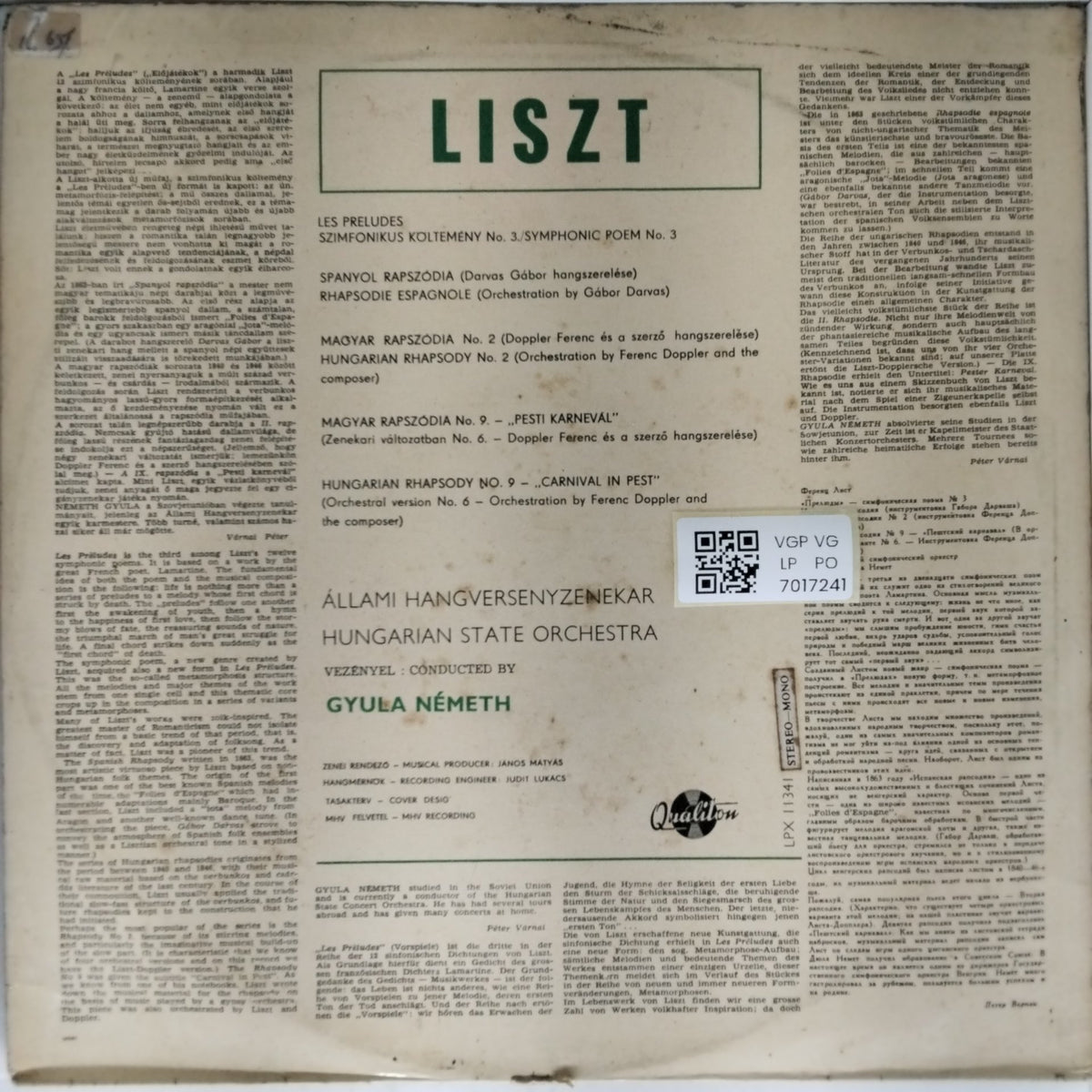 Hungarian State Orchestra, Gyula Németh - Les Préludes / Rhapsodie Espagnole / Hungarian Rhapsodies Nos 2 and 9 (Vinyl)