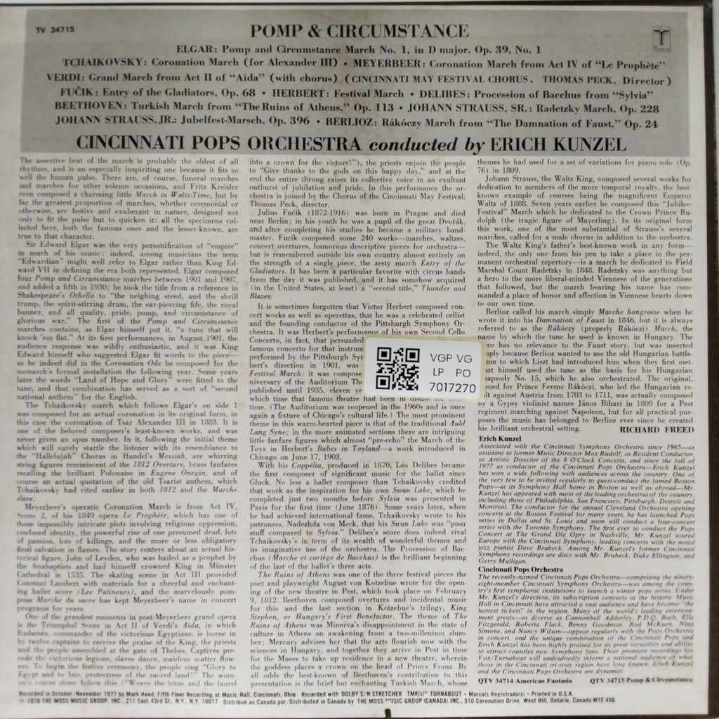 Cincinnati Pops Orchestra, Erich Kunzel - Pomp & Circumstance (Vinyl)