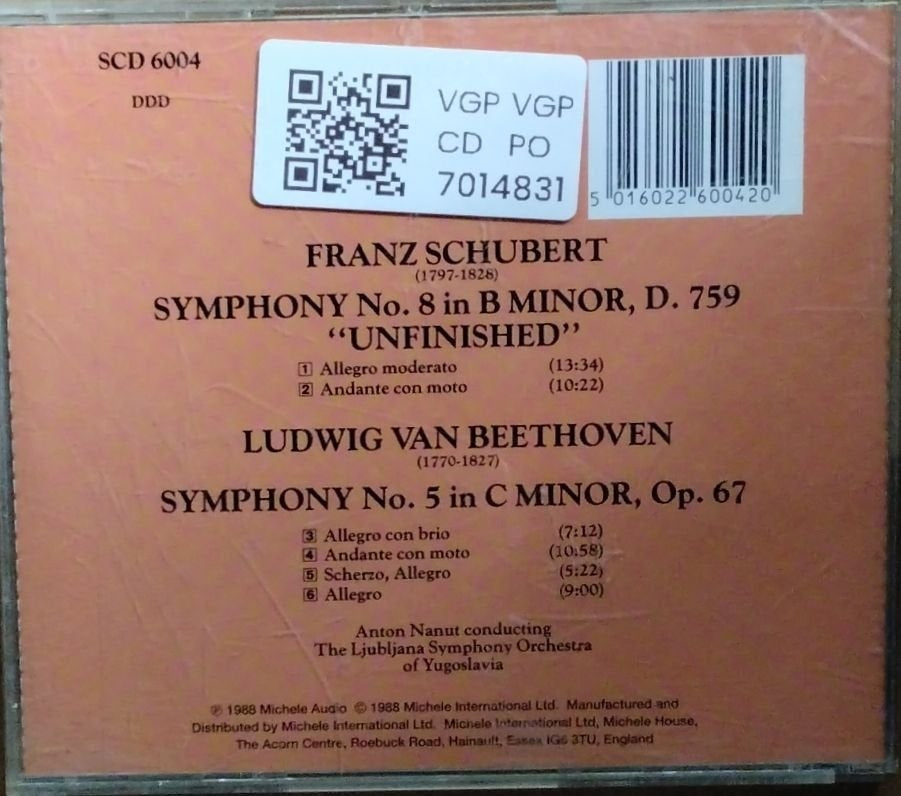 Franz Schubert, Ludwig van Beethoven - Symphony No. 8 "Unfinished"; Symphony No. 5 (CD)