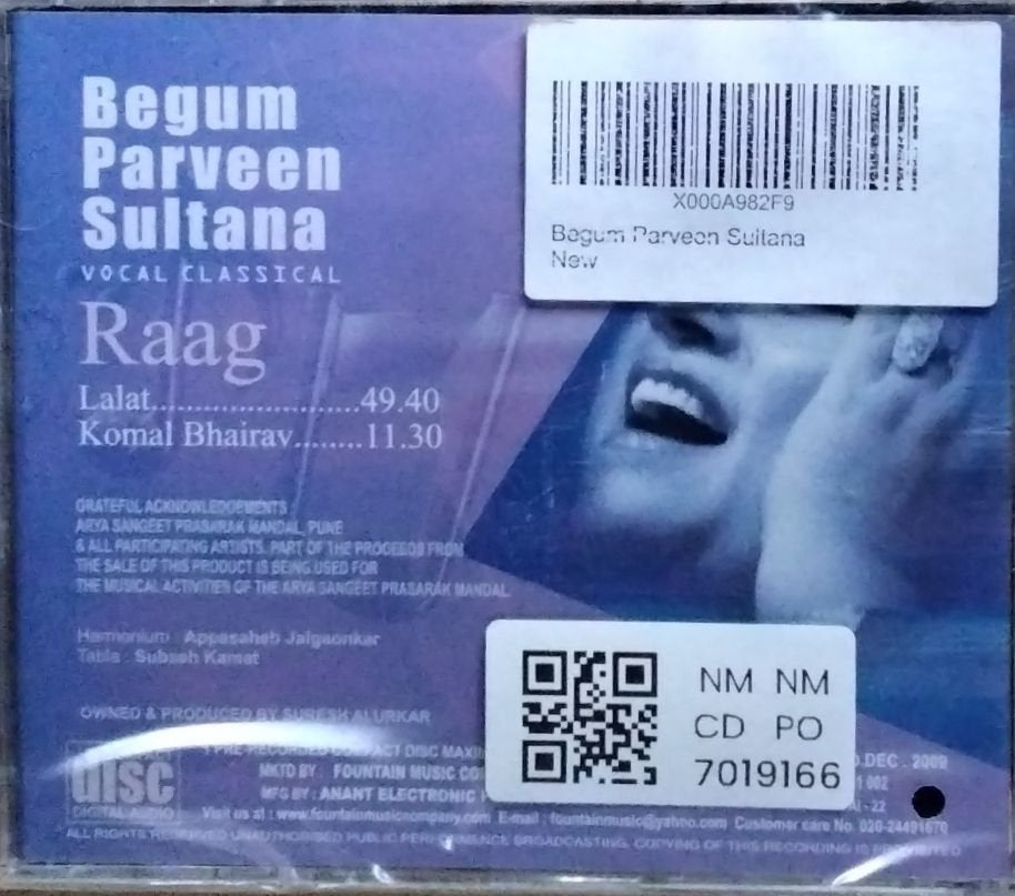 Begum Parveen Sultana - Raag Lalit, Komal Bhairav (CD)