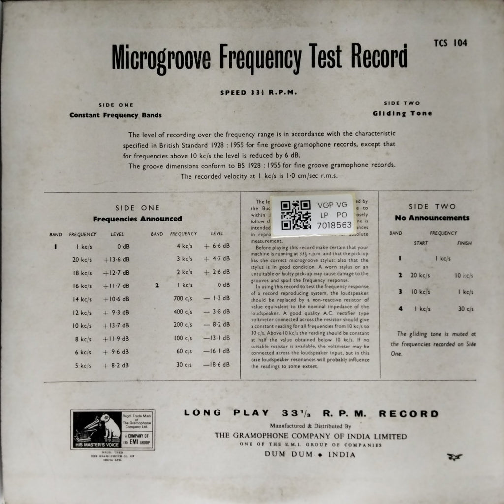 Various - Microgroove Frequency Test Record (Vinyl)