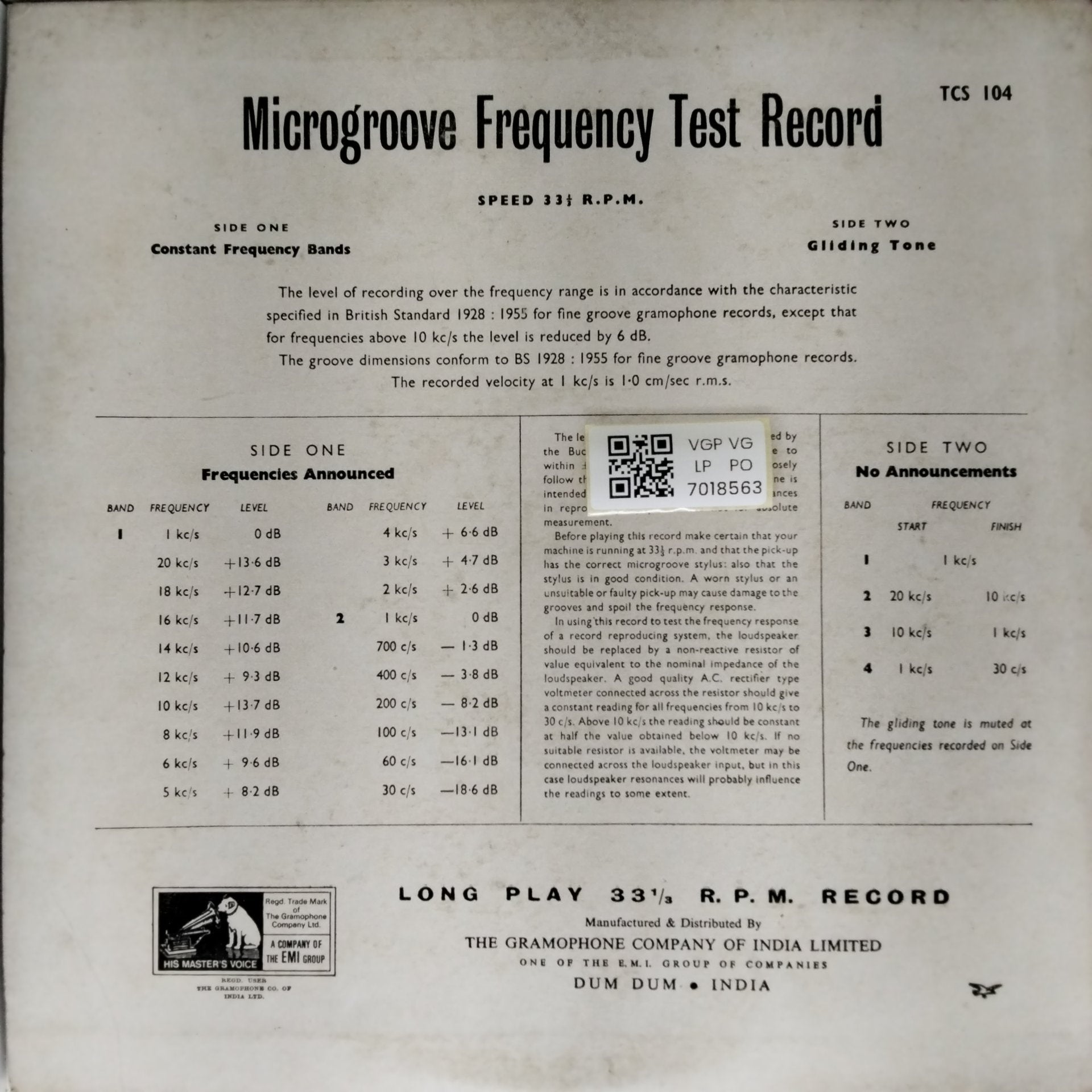Various - Microgroove Frequency Test Record (Vinyl)