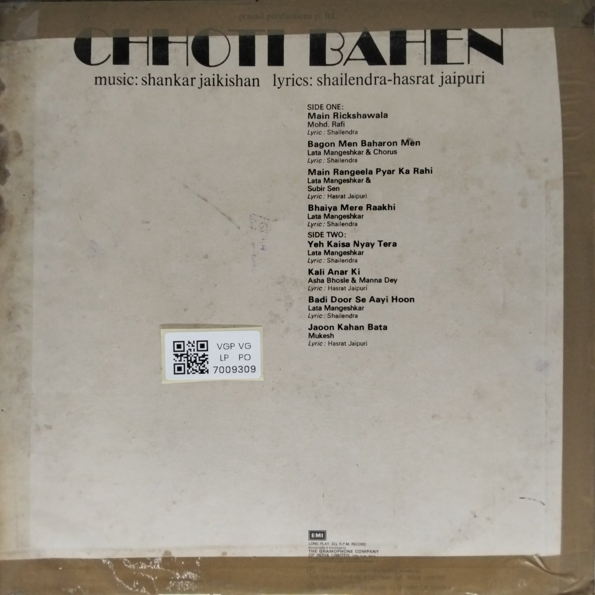 Shankar Jaikishan - Chhoti Bahen (Vinyl)