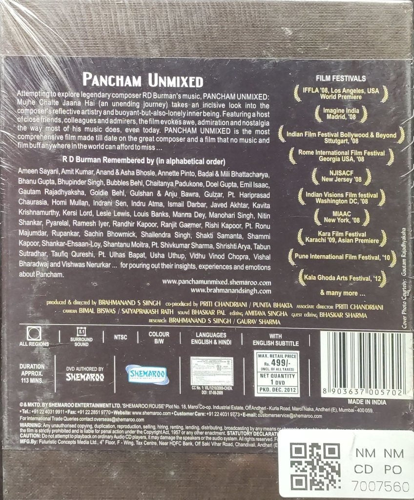 Brahmanand S Siingh - Pancham Unmixed: Mujhe Chalte Jaana Hai...(DVD) (CD)