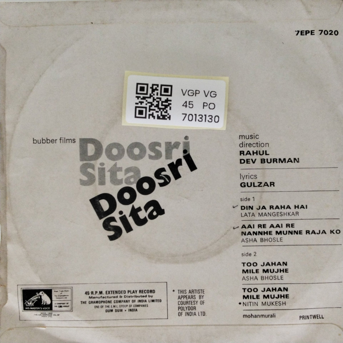 Rahul Dev Burman - Doosri Sita (45-RPM)