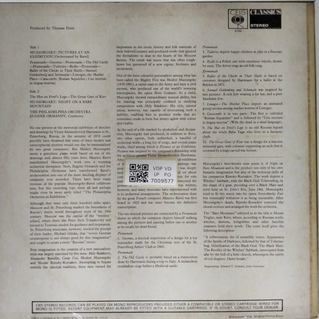 The Philadelphia Orchestra - Mussorgsky: Pictures At An Exhibition / Night on a Bare Mountain (Vinyl)