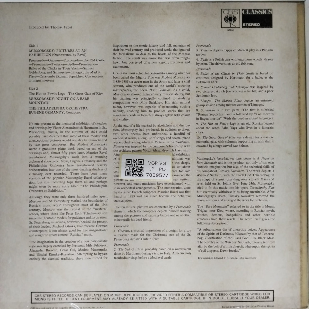 The Philadelphia Orchestra - Mussorgsky: Pictures At An Exhibition / Night on a Bare Mountain (Vinyl)
