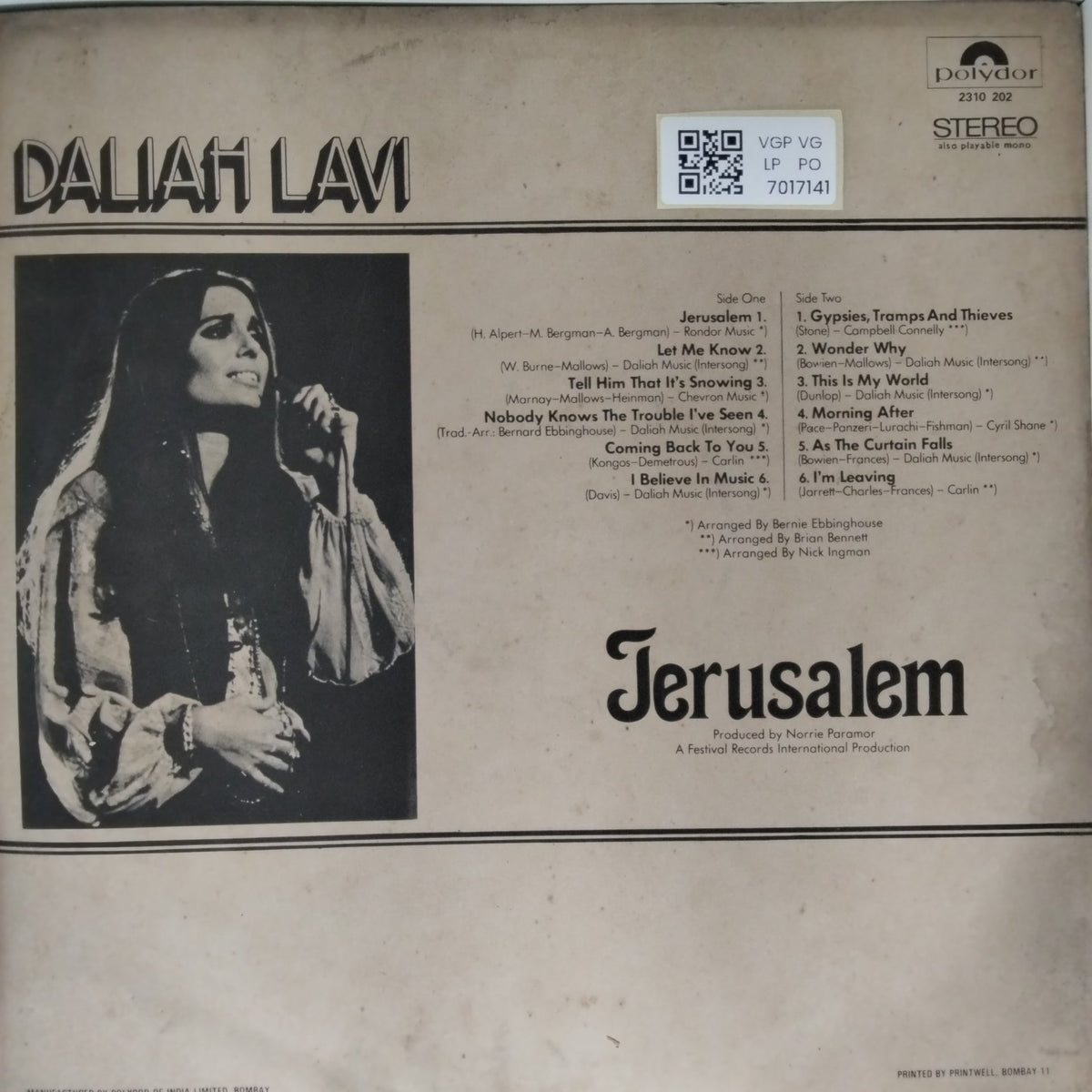 Daliah Lavi - Jerusalem (Vinyl)