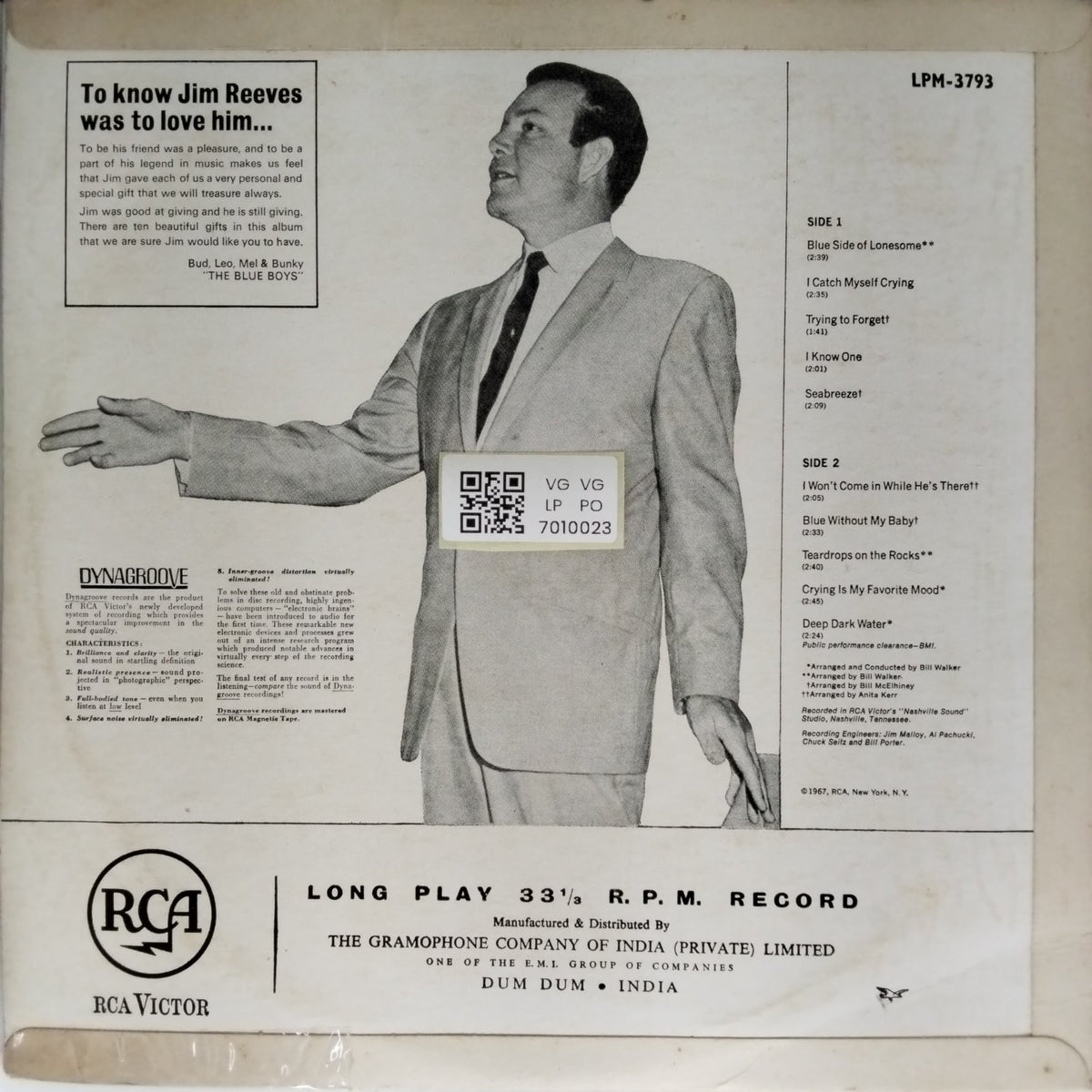 Jim Reeves - Blue Side of Lonesome (Vinyl)