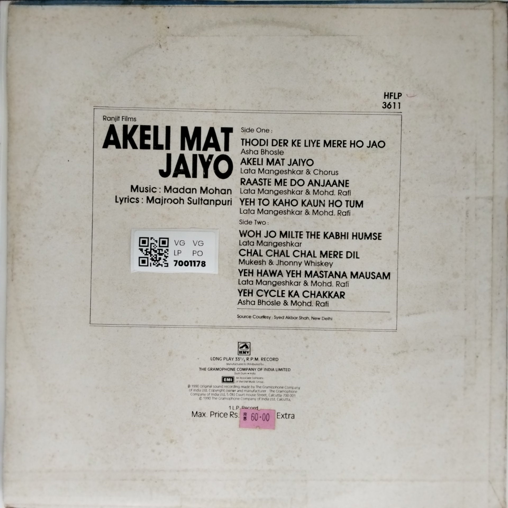 Madan Mohan - Akeli Mat Jaiyo (Vinyl)