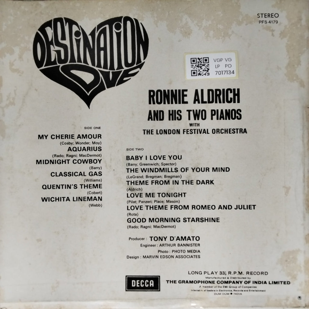 Ronnie Aldrich - Destination Love (Vinyl)