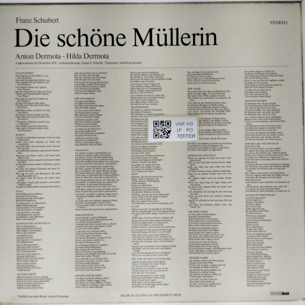 Franz Schubert - Die schöne Müllerin (Vinyl)