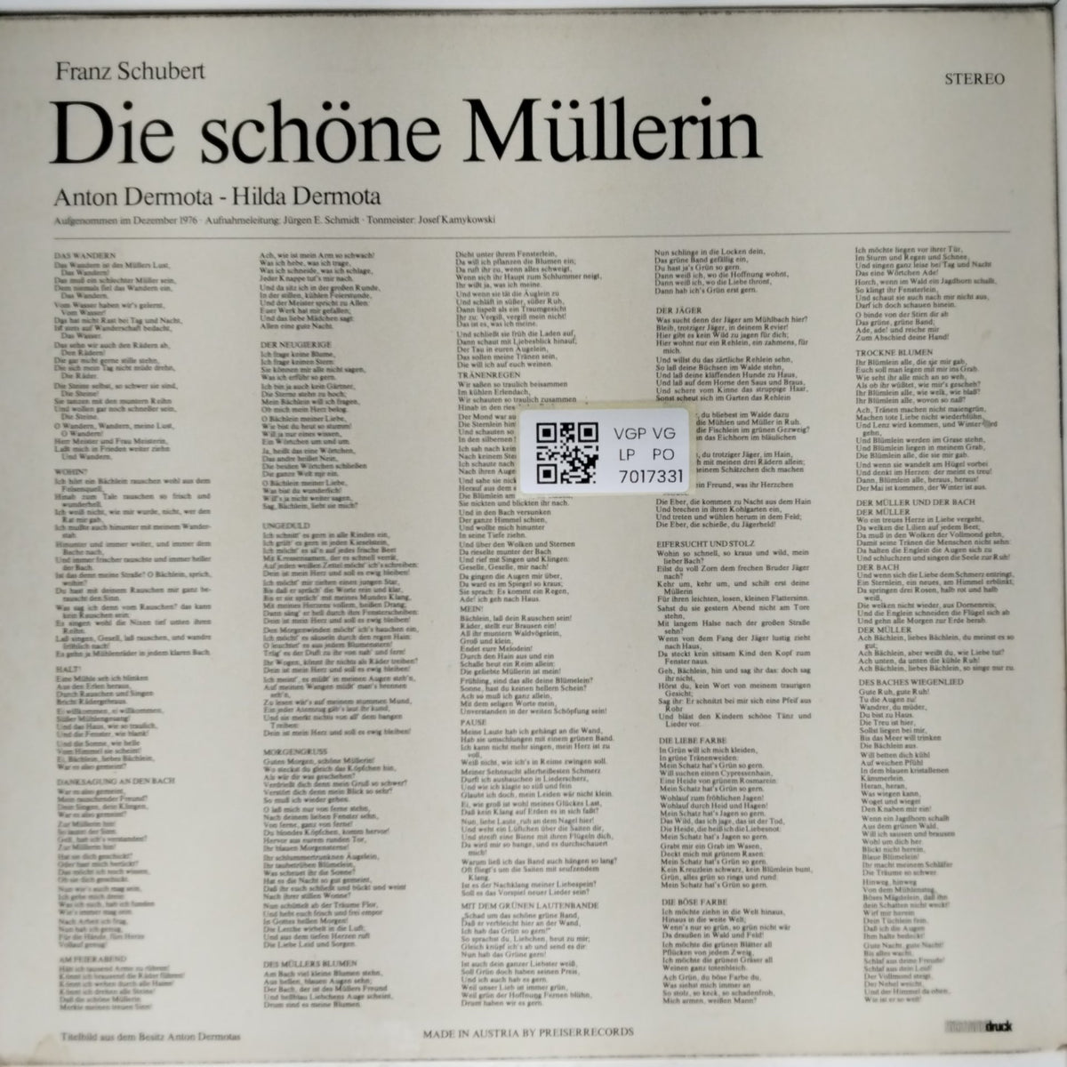 Franz Schubert - Die schöne Müllerin (Vinyl)