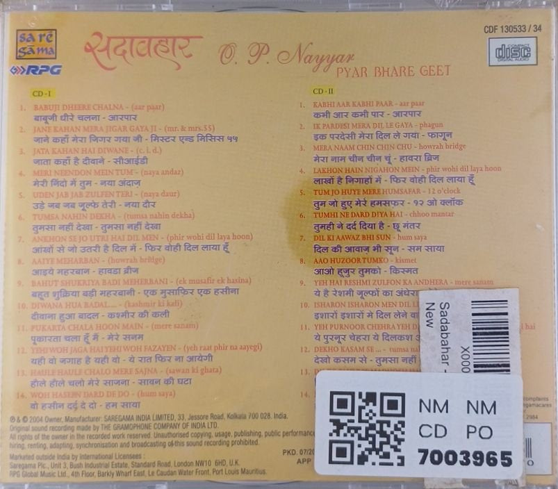 O.P. Nayyar - Pyar Bhare Geet (CD) (2)