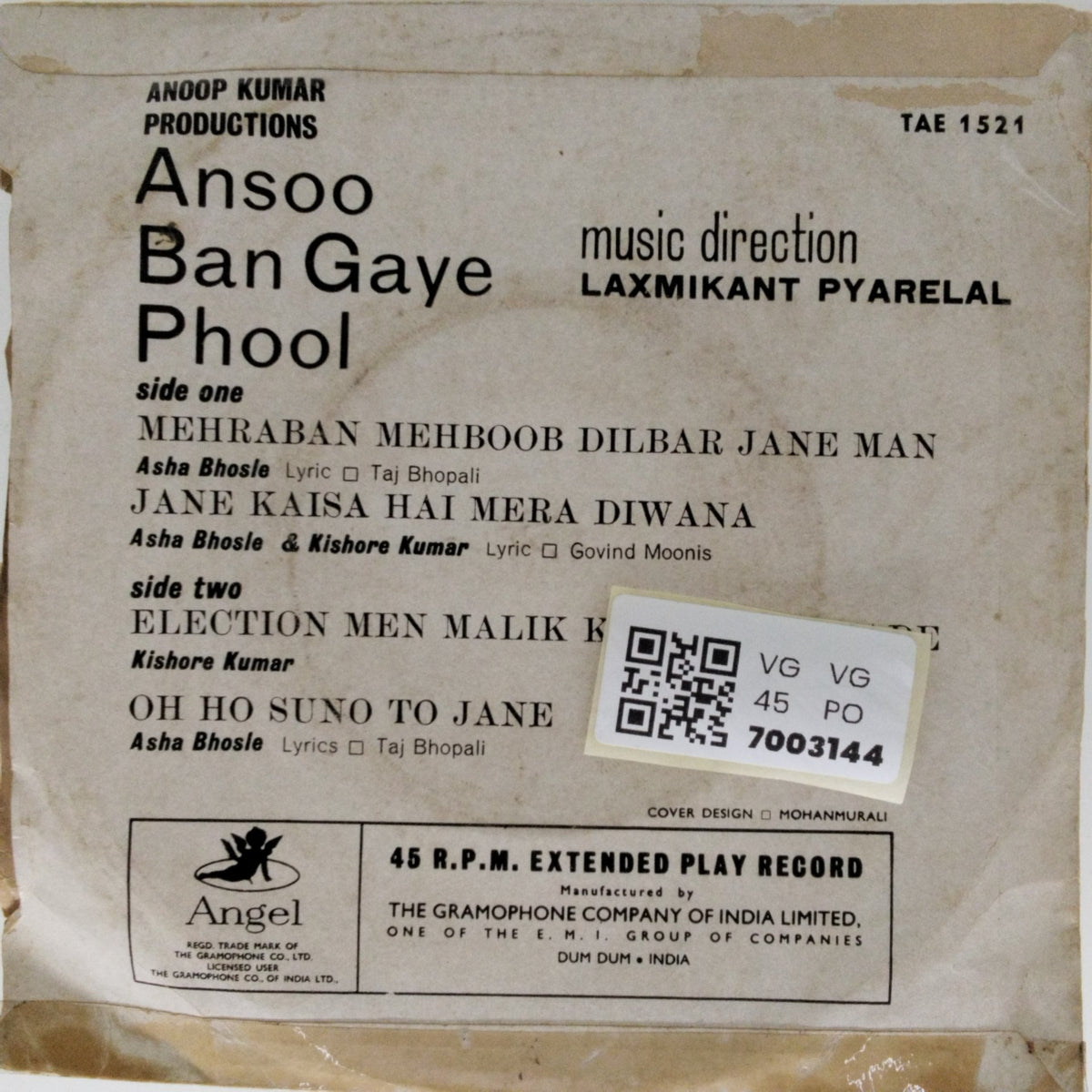 Laxmikant Pyarelal - Ansoo Ban Gaye Phool (45-RPM)