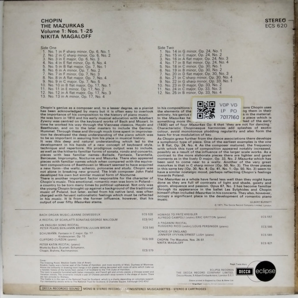 Nikita Magaloff - The Mazurkas, Vol. 1 (Vinyl)