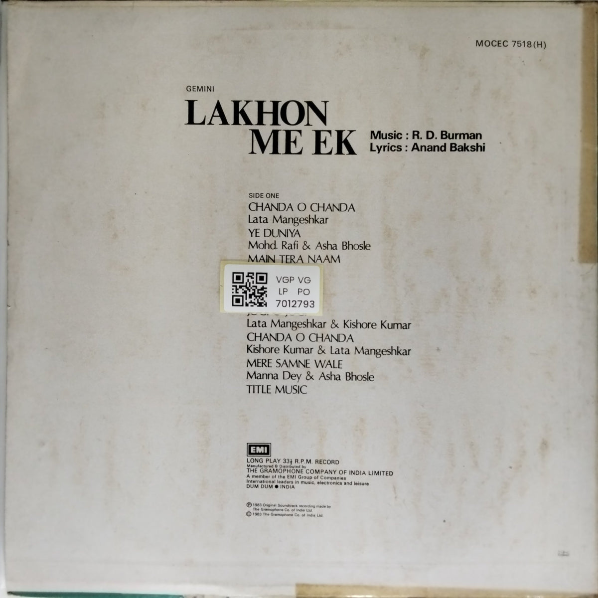 R. D. Burman - Lakhon Me Ek (Vinyl)