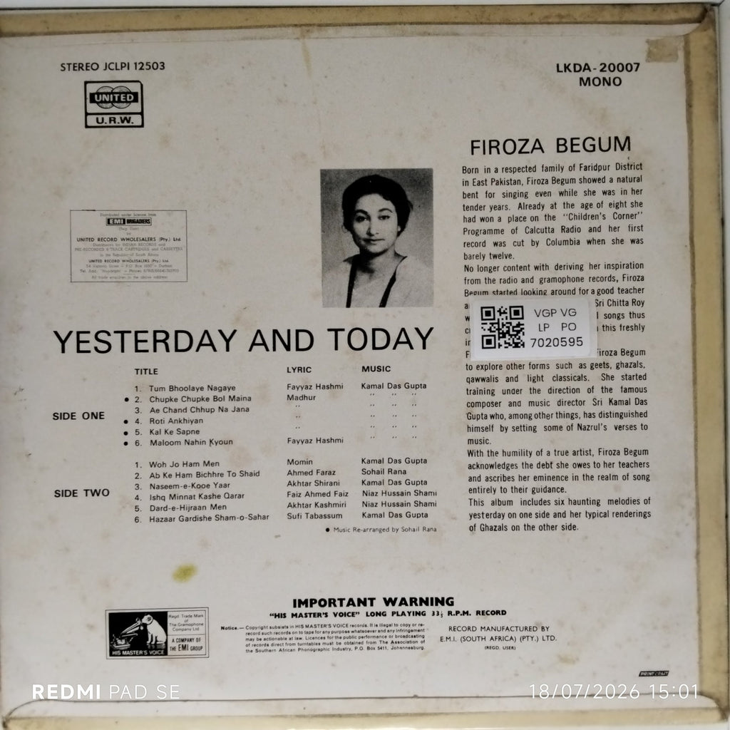 Feroza Begum - Yesterday & Today (Vinyl)