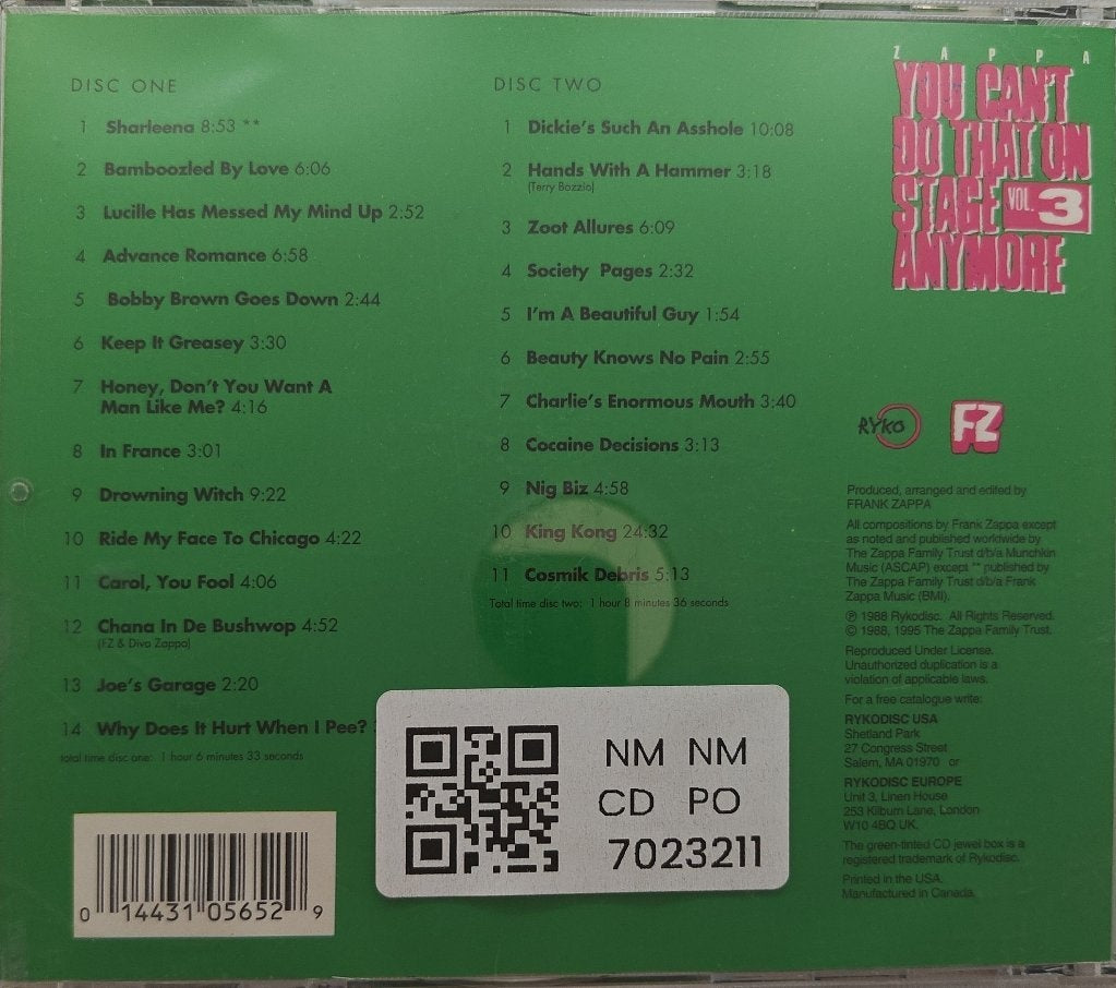 Frank Zappa - You Can't Do That On Stage Anymore Vol. 3 (CD) (2)