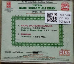 Ustad Bade Ghulam Ali Khan - An All India Radio Archival Release Vol. 5 (CD)