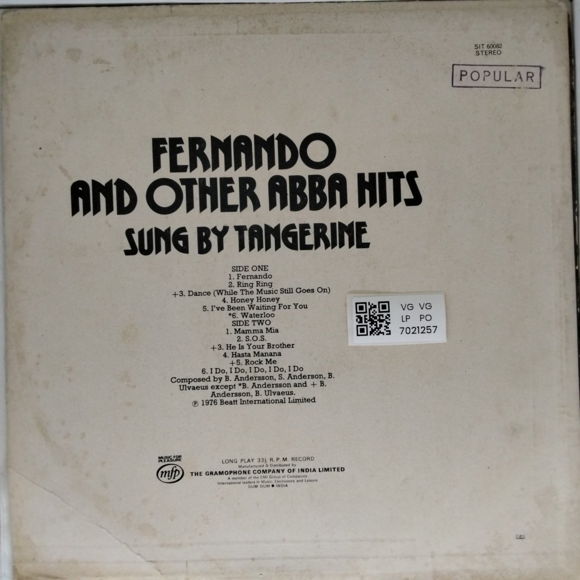 Tangerine - Fernando and Other ABBA Hits (Vinyl)