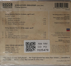 The Végh Quartet - Brahms - String Quartet No.2 in A minor, op.51 no.2 / String Quartet No.3 in B flat major, op.67 (CD)