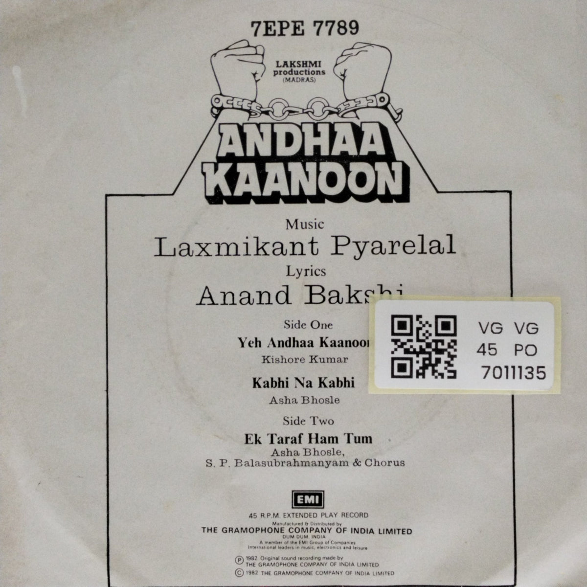 Laxmikant Pyarelal - Andhaa Kaanoon (45-RPM)