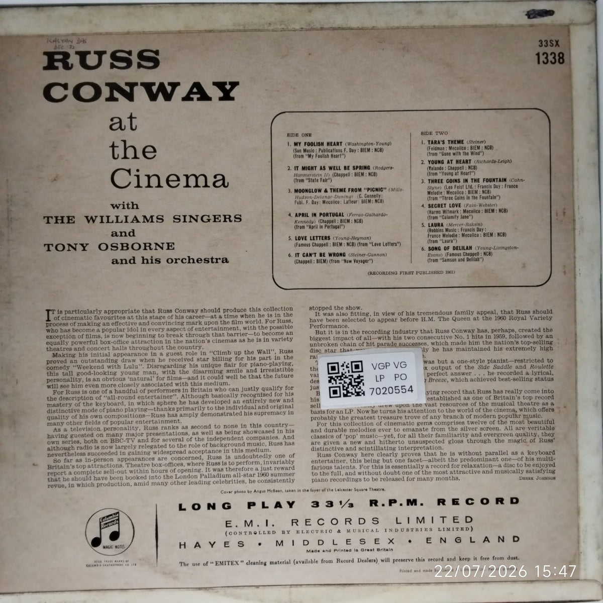 Russ Conway - At the Cinema (Vinyl)