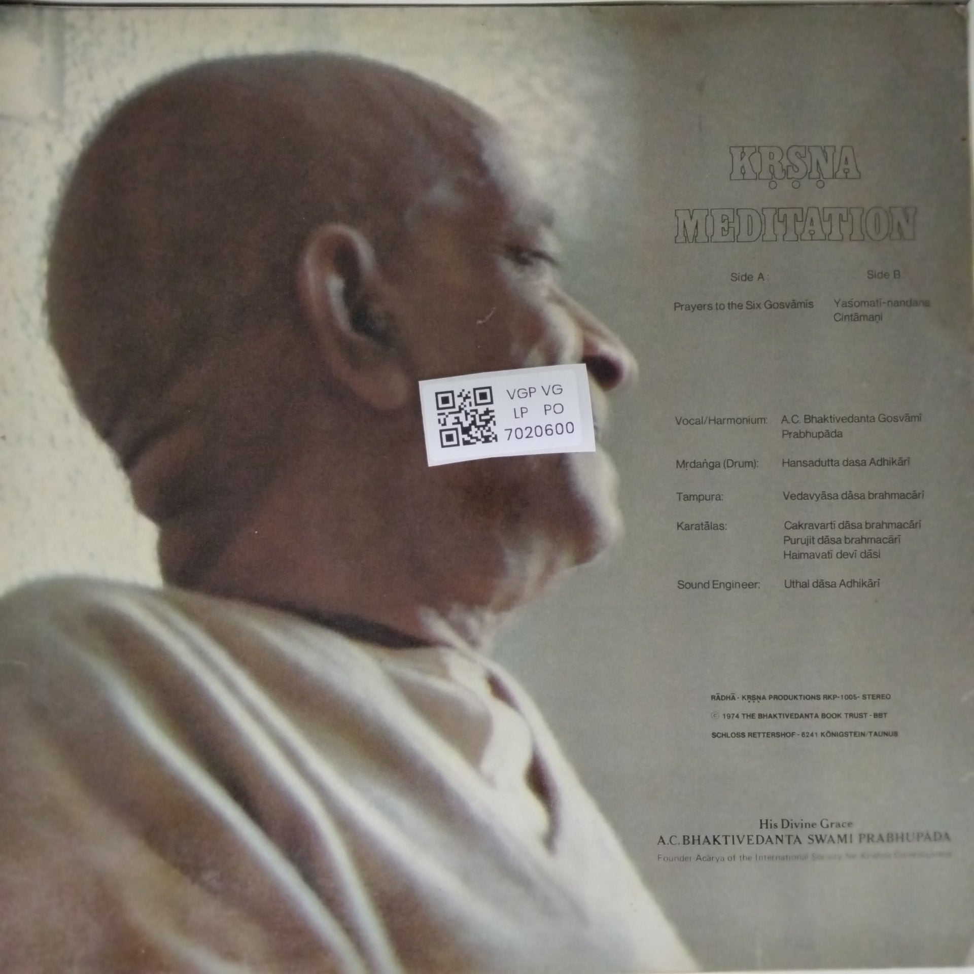 A.C. Bhaktivedanta Goswami Prabhupada - Kṛṣṇa Meditation (Vinyl)