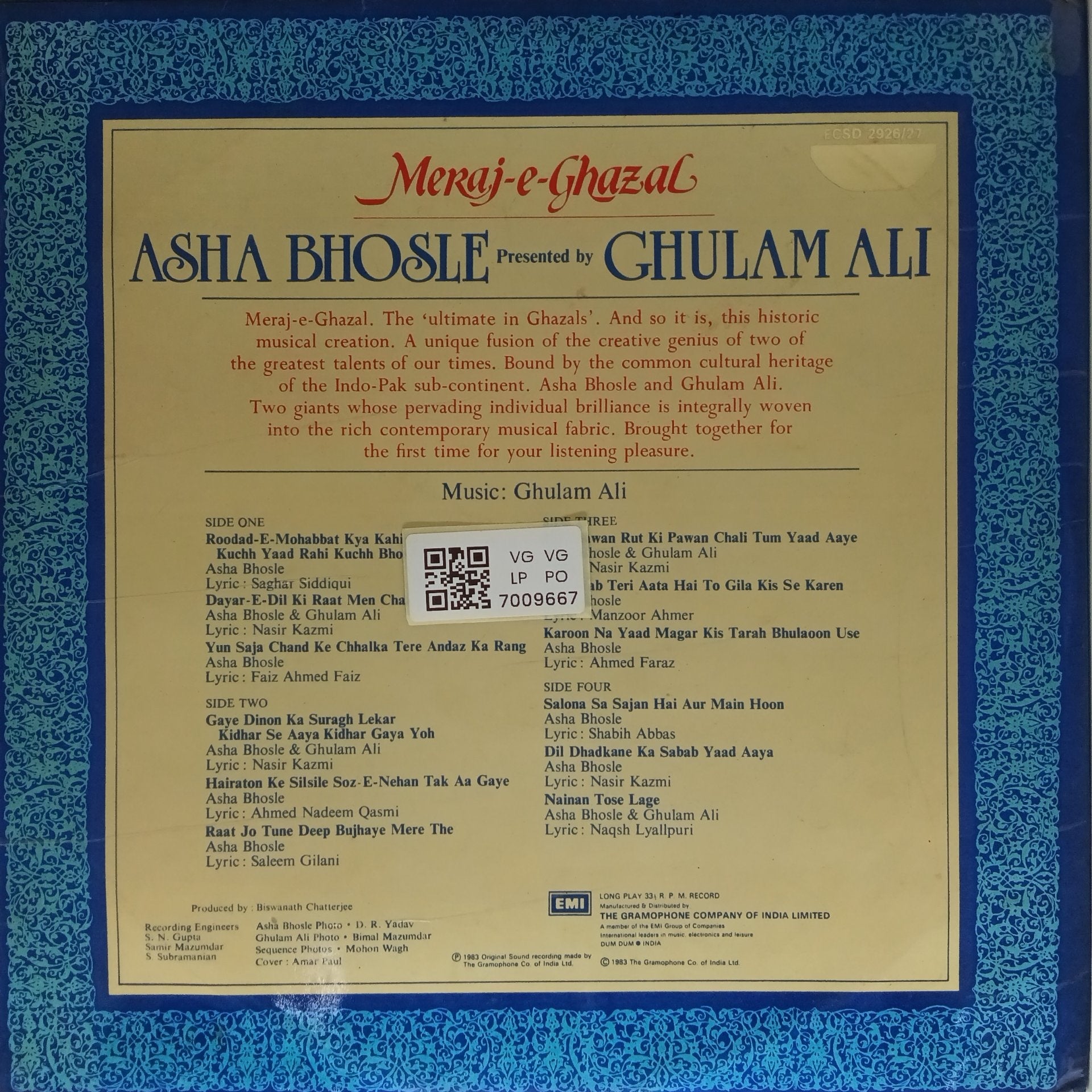 Asha Bhosle, Ghulam Ali - Meraj-e-Ghazal (Vinyl)