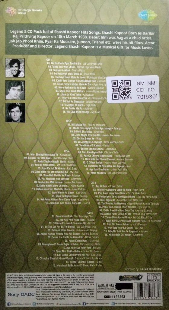 Various - Shashi Kapoor - Legends: Maestro Melodies in a Milestone Collection (CD) (5)