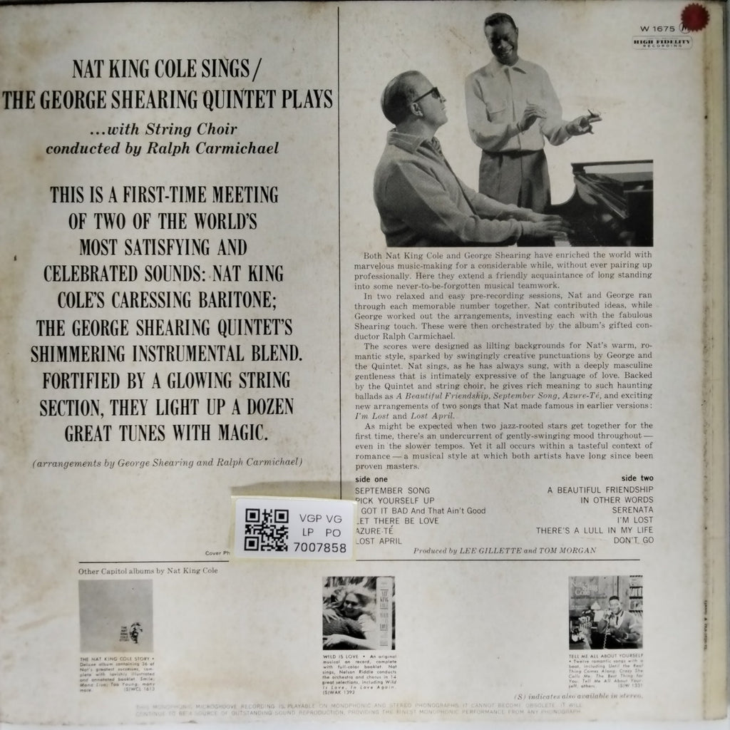 Nat King Cole, George Shearing - Nat King Cole Sings / George Shearing Plays (Vinyl)