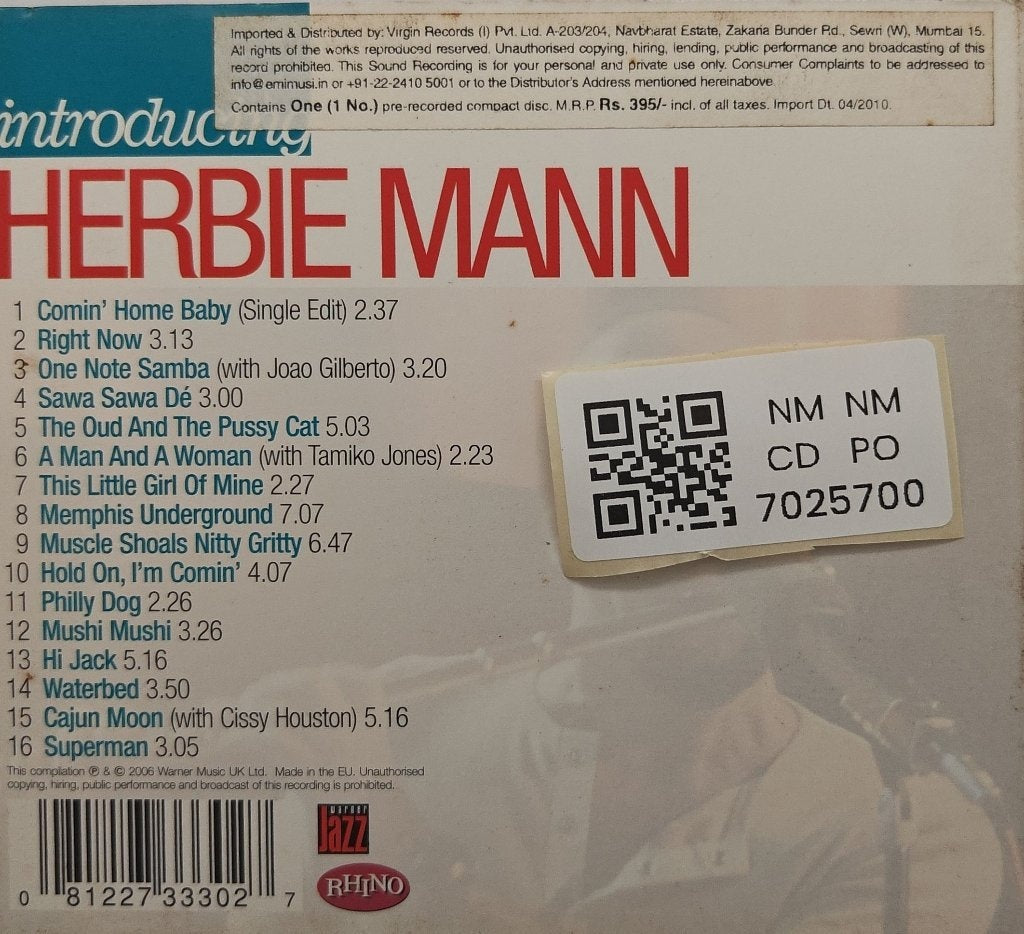 Herbie Mann - Introducing Herbie Mann (CD)
