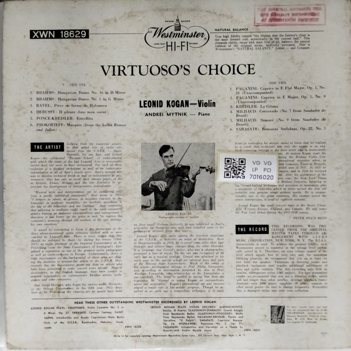 Leonid Kogan, Andrei Mytnik - Virtuoso's Choice (Vinyl)